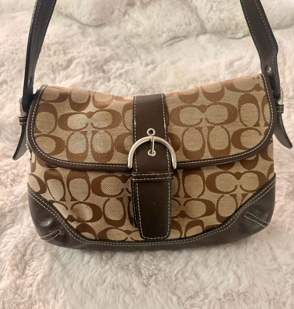 Coach Signature C Canvas and Leather Soho Small Flap Shoulder Bag